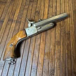 PISTOLET JUXTAPOSÉS GROS CALIBRE A BROCHE AVEC SÉCURITÉ NAPOLÉON lll DEFENSE CHASSE  VÉNERIE