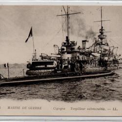CPA - MARINE DE GUERRE - " Cigogne " Torpilleur submersible - N°3975