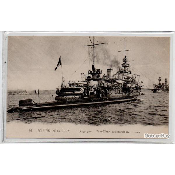 CPA - MARINE DE GUERRE - " Cigogne " Torpilleur submersible - N3975