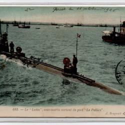 CPA - MARINE MILITAIRE - Le " Lutin "  Sous - Marin  sortant du port  " La Pallice "  N°3978