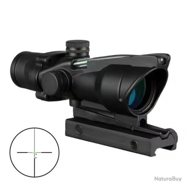 Lunette de Chasse 4x32 - Rticule Lumineux Green Cross, Fibre Optique Verte, Optique Tactique