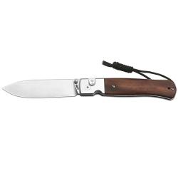 Couteau CJRB Glacier Lame Acier AR-RPM9 Manche Acier/Bois Button Lock KIVT J1961WD
