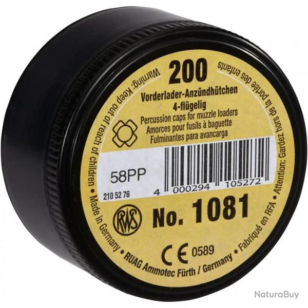 Amorces RWS  ailettes pour fusils a poudre noire 1081- Boite de 200 units