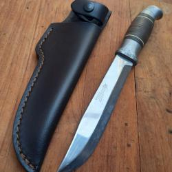 Grand Couteau PUUKKO BRUSLETTO avec Étui en cuir Manche en Cuir