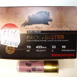 BOITES DE 10 CARTOUCHES A BALLES - WINCHESTER RACKMASTER - CALIBRE 12/70- VITESSE 455 M/S - 32 G