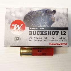 BOITE DE 10 CARTOUCHES CHEVROTINES - WINCHESETR MODELE BUCKSHOT - 12 GRAINS - CALIBRTE 12/70 -