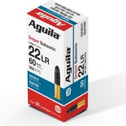 Cartouches AGUILA Sniper Subsonic Calibre 22 Lr (Boite de 500 cartouches) Vitesse: 290 m/s