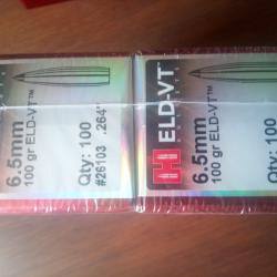 OGIVES 6.5 CREEDMOORE HORNADY ELD VT 100GR X 200