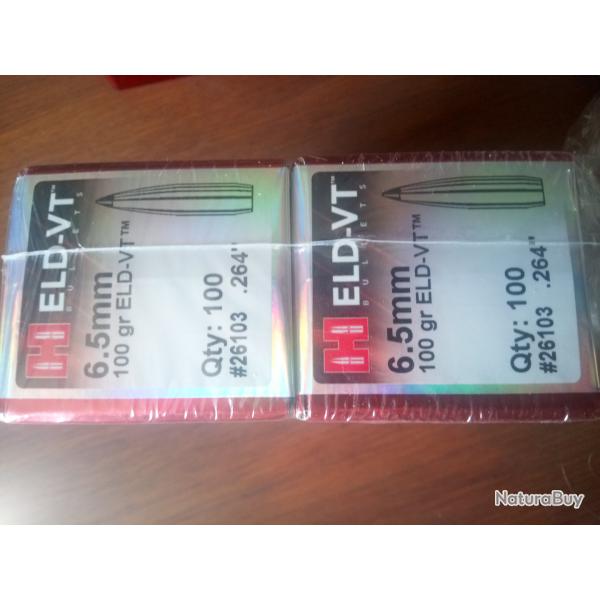 OGIVES 6.5 CREEDMOORE HORNADY ELD VT 100GR X 200