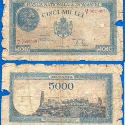 Roumanie 5000 Lei 1945 Serie H8 Billet Europe Centrale