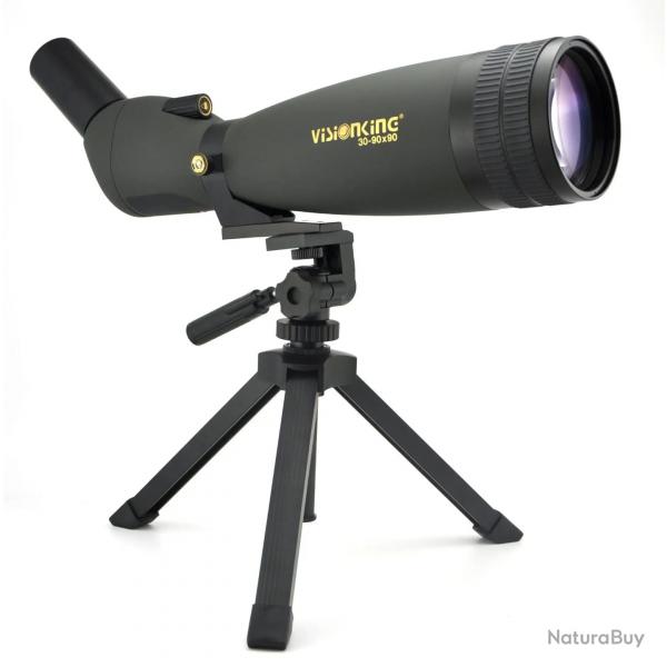 Visionking 30-90x90 Longue-Vue Zoom Monoculaire Haute Puissance Avec Trpied et Adaptateur Tlphone