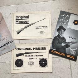 Deux Catalogues allemands de la marque MAUSER + 2 flyers à la marque également