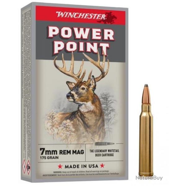 LOT DE 40 MUNITIONS WINCHESTER CALIBRE  7MMREM MAG POWER POINT 150GR