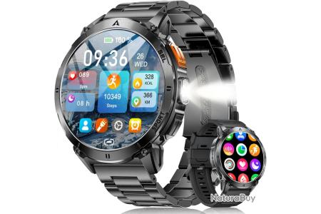 Montre Connectée Homme BENYAR SMART - Écran AMOLED 1.62", 730mAh (30 Jours), 120 Sports, Appels, LED, Moniteur Cardiaque/Sommeil - Compatible Android/iOS - 2
