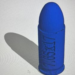 Cartouche factice de manipulation (3D) calibre 7.65 / 32ACP (7.65x17 ou 32ACP)