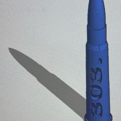 Cartouche factice de manipulation (3D) calibre 303.British