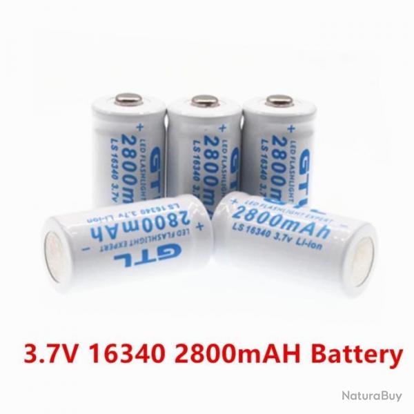 6 Pile ACCU Batterie Rechargeable Cr123A li-ion 16340 3.7V 2800 mAh CIGARETTE LED