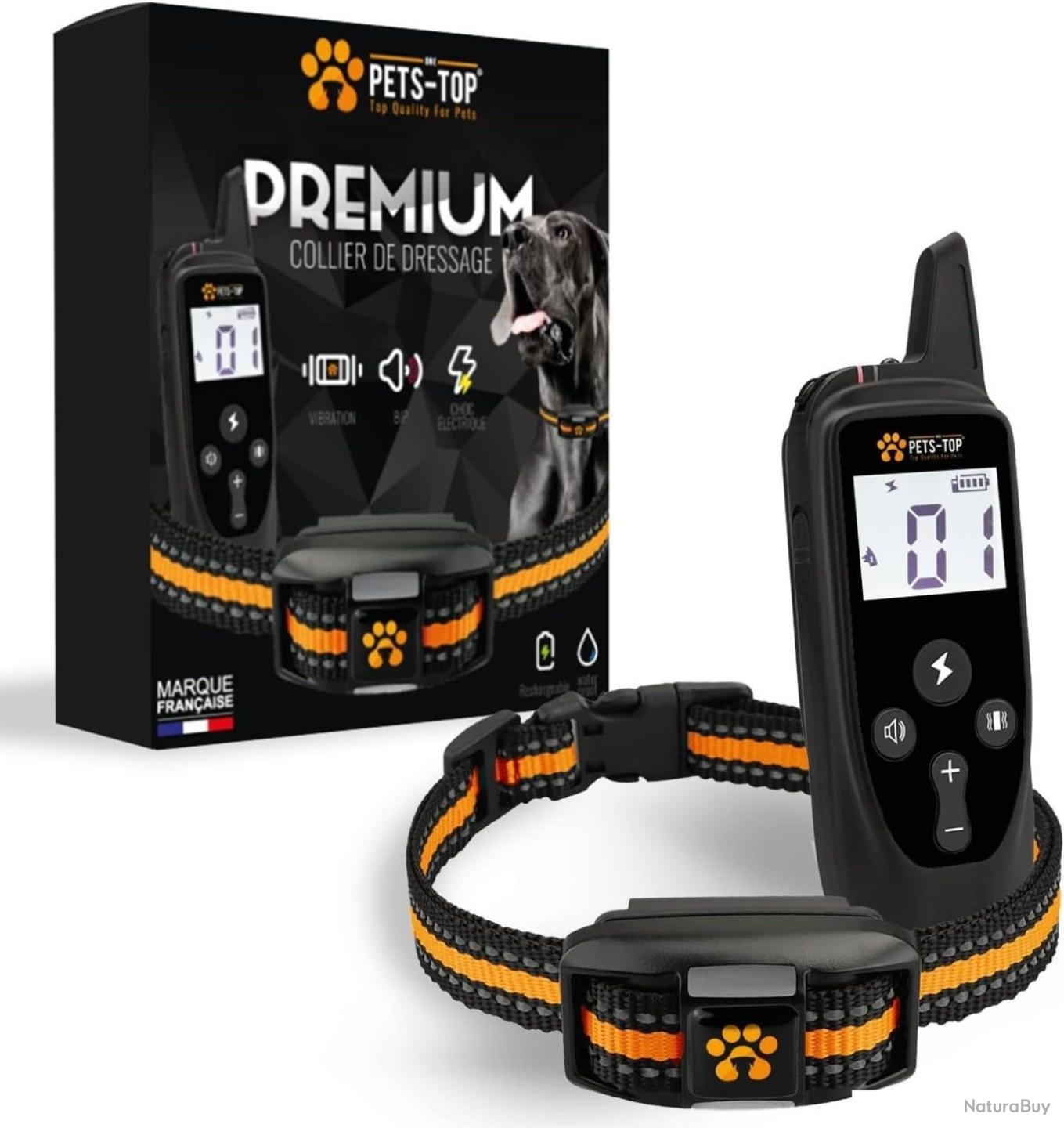Collier De Dressage PatteSage - Anti-Aboiement Portée 1000 M - Modes Bip/Vibration/Stimulation - Étanche IPX7 - Pour Chien Toutes Tailles