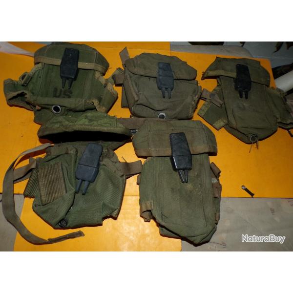 ARMEE AMERICAINE U.S : LOT ABIME DE 5 PORTES MAGASINS EN NYLON POUR  M 14, VENDU DANS L' ETAT  VOIR