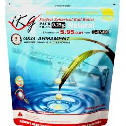 BILLES BIO 0.25G BLANCHES EN SACHET DE 1KG "G&G ARMAMENT"