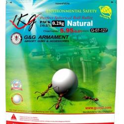 BILLES BIO 0.28G BLANCHES EN SACHET DE 1KG "G&G Armament"