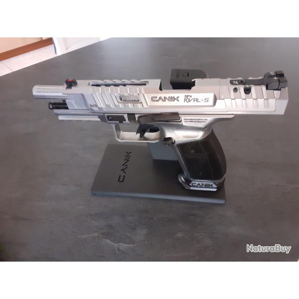 Stand / Support / Prsentoir pour pistolet CANIK SFX RIVAL S + 2 chargeurs personnalisable.