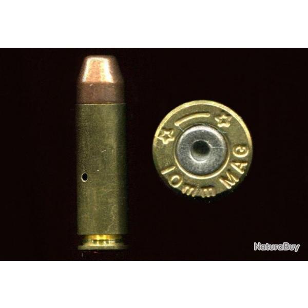 10 mm AUTO MAG - TRES RARE - marquage : * --- * 10 mm MAG - tui 31.7 mm - balle tronconique