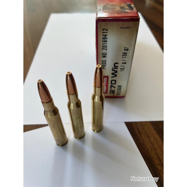 3 Balles Cal 270 winchester Marque Norma Ogive  Vulcan