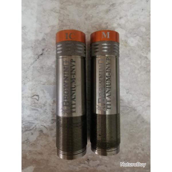Choke browning invector + cal 20 titanium neuf x 2 : 1/4 et 1/2