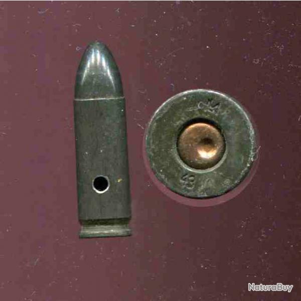 9 x 25 Mauser - RARE production HONGROISE 1944 - tui et balle acier - marquage : LM  43