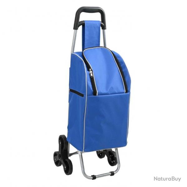Chariot de courses bleu en acier avec grimpeur d'escaliers - 38L, idal pour march et camping