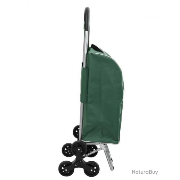 Chariot de courses vert en acier avec grimpeur d'escaliers - 38L, idal pour march et camping