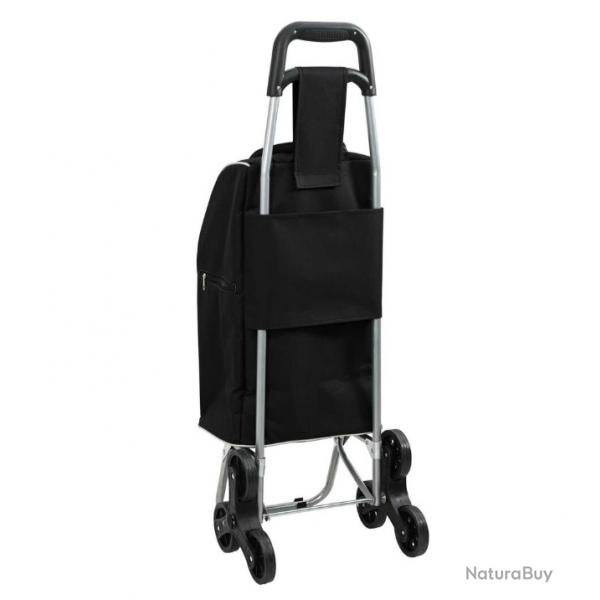 Chariot de courses noir en acier avec grimpeur d'escaliers - 38L, idal pour march et camping
