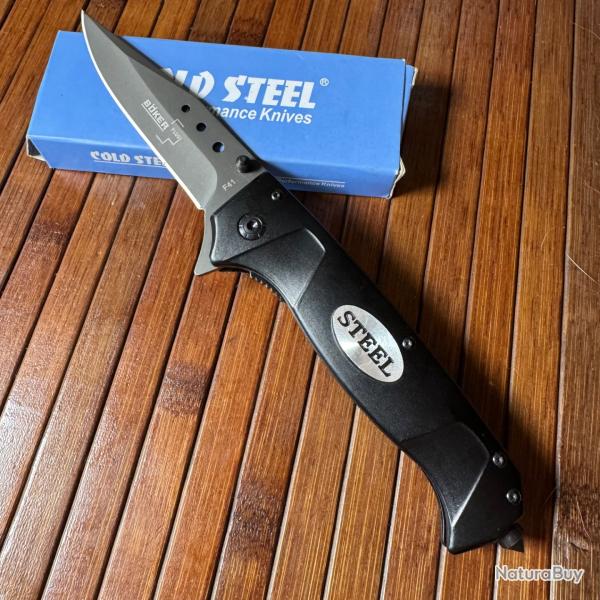 COUTEAU PLIANT BKER PLUS STEEL OUVERTURE ASSISTE ET BRISE VITRE
