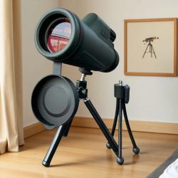 Télescope Monoculaire Vert 10x42 avec Trépied Rétractable Haute Puissance & Portable