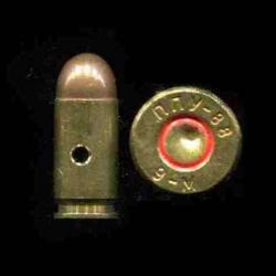 9 x 18 Makarov - Yougoslavie - étui laiton -  joint rouge - marquage : nny ... 9-M