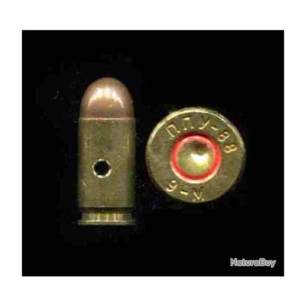 9 x 18 Makarov - Yougoslavie - tui laiton -  joint rouge - marquage : nny ... 9-M