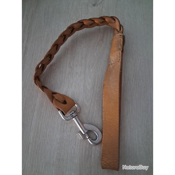 laisse courte cuir tress
