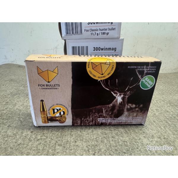 LOT DE 5 BOITES FOX BULLETS CALIBRE 300 WIN MAG - 1 sans prix de rserve