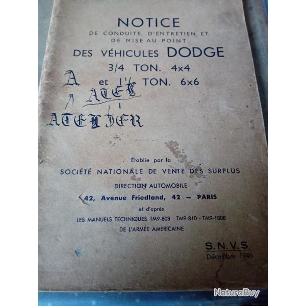 Notice des vhicules DODGE 3/4 TON.44 & 1 1/2 TON.66