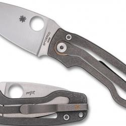 Couteau pliant Spyderco PITS 2 Lame Acier Bohler M398 Manche Titane Slip Joint Made Italy SC269TIP