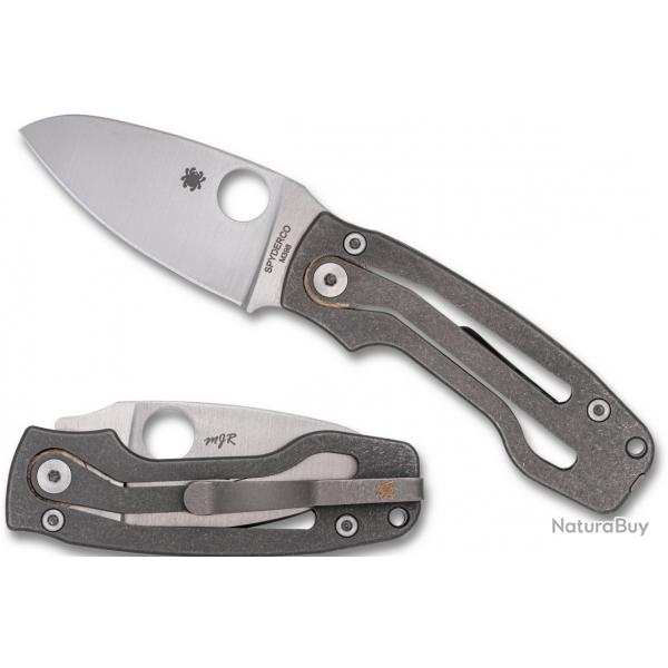 Couteau pliant Spyderco PITS 2 Lame Acier Bohler M398 Manche Titane Slip Joint Made Italy SC269TIP