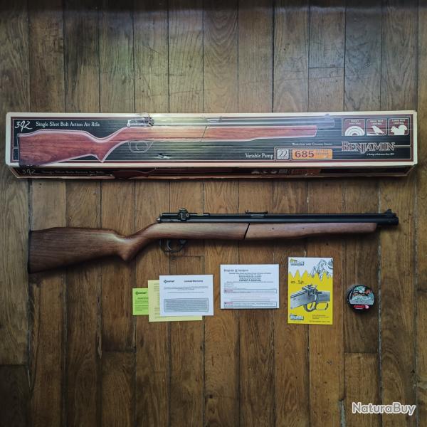 Carabine  Plomb Benjamin 392 Pompe Air Comprim Verrou 5,5mm Crosse Bois + Oeilleton Williams