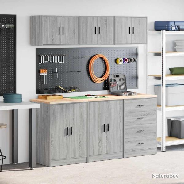 Armoires de garage 6 pcs sonoma gris bois d'ingnierie