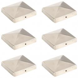 Bouchons de poteau de clôture pyramidaux 6 pcs Inox 101x101 mm