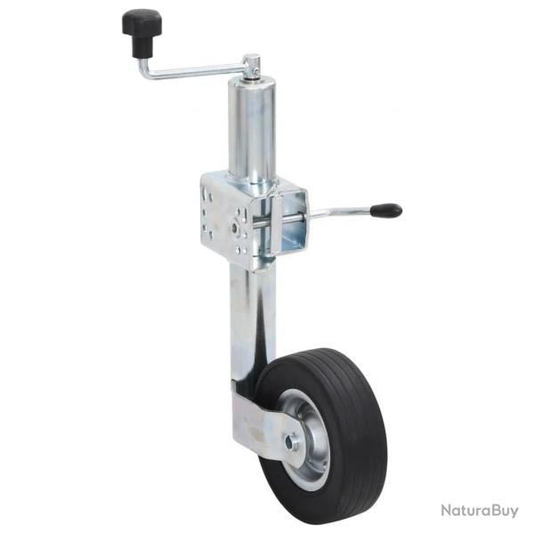 Roue cric de remorque avec pince fendue 60 mm acier galvanis