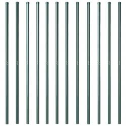 Poteaux de clôture 12 pcs Vert 200 cm Acier peint par poudre