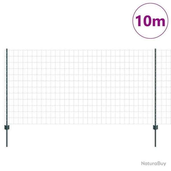 Clture Euro avec 5 poteaux U verte 1.2x10 m en acier