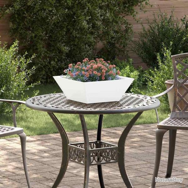 Jardinires en bol , 5 pices, blanches, 40x40x15 cm, en acier.