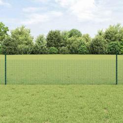 Clôture en fil soudé avec 11 poteaux en U Vert 0.5x25 m Acier
